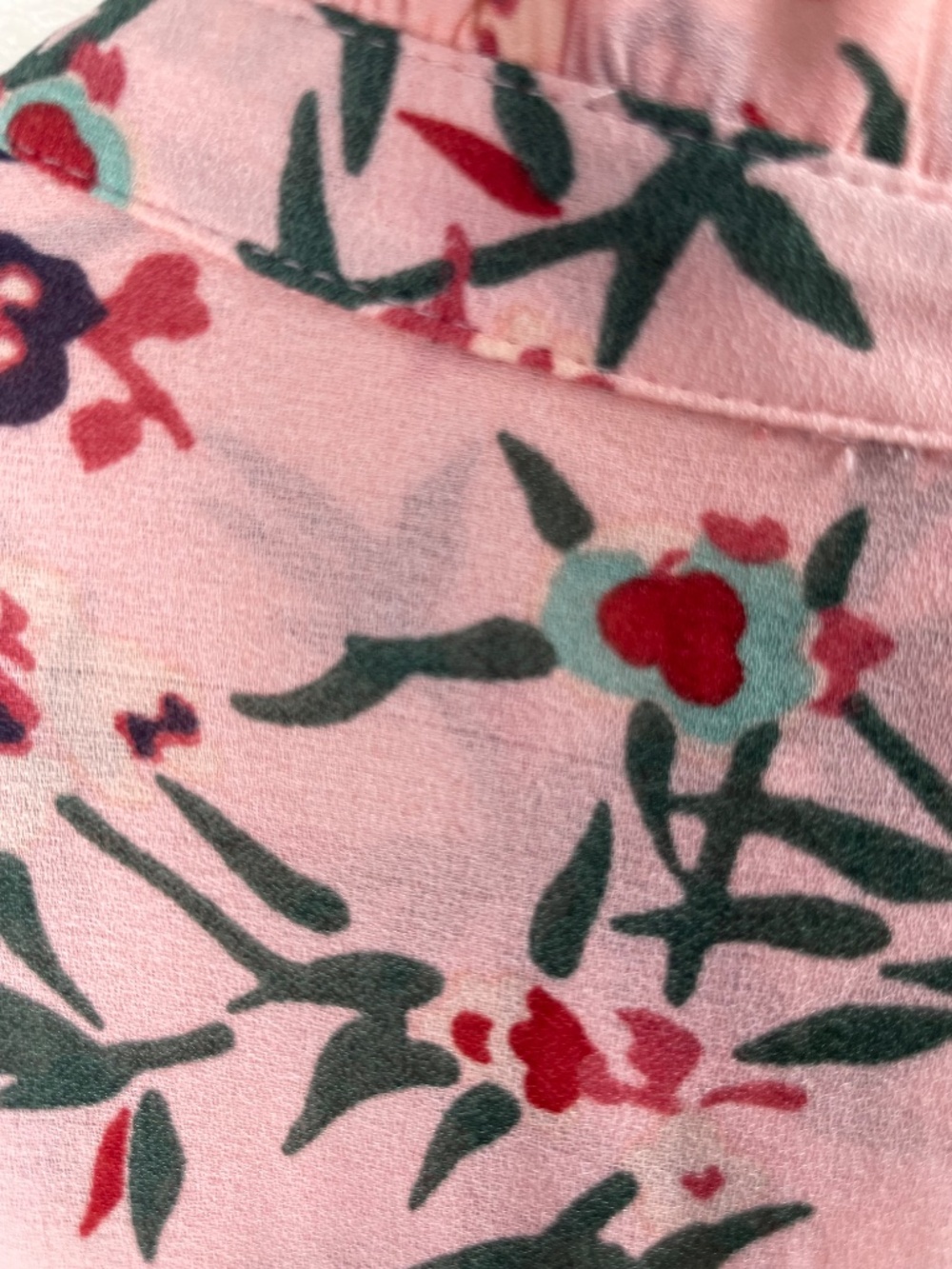 LOFT Pink Floral Ruffled Neck Shift Dress Flounce Hem XS - Picture 9 of 9